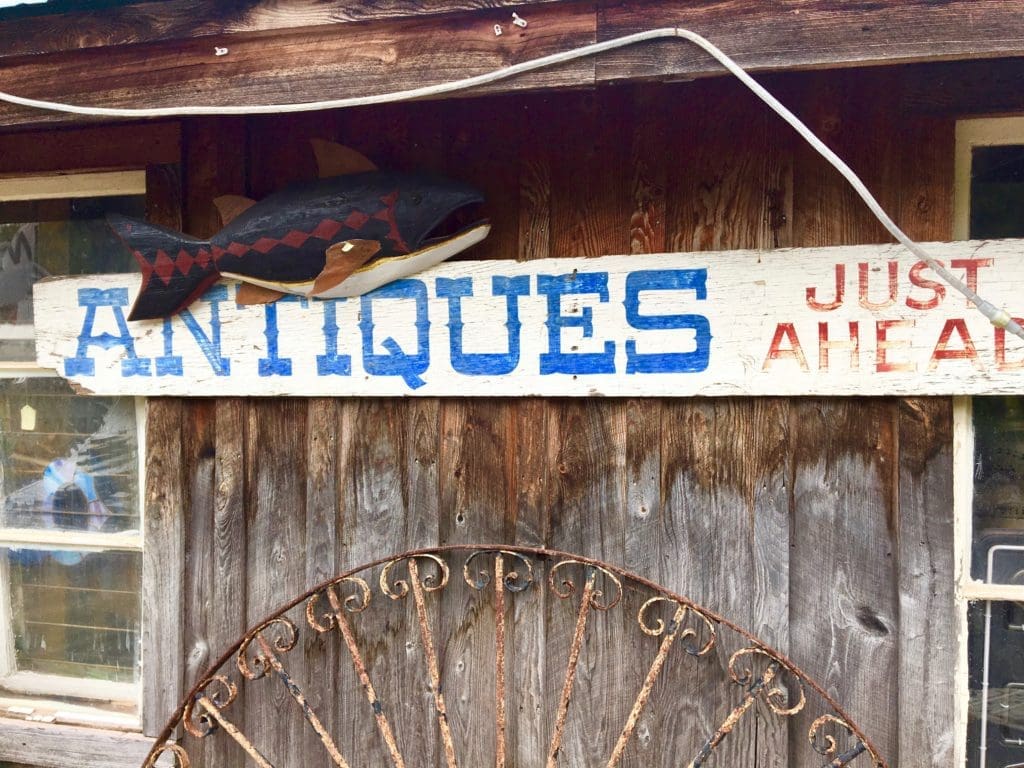 Antiques sign at Rick's Antiques in Roxbury NY