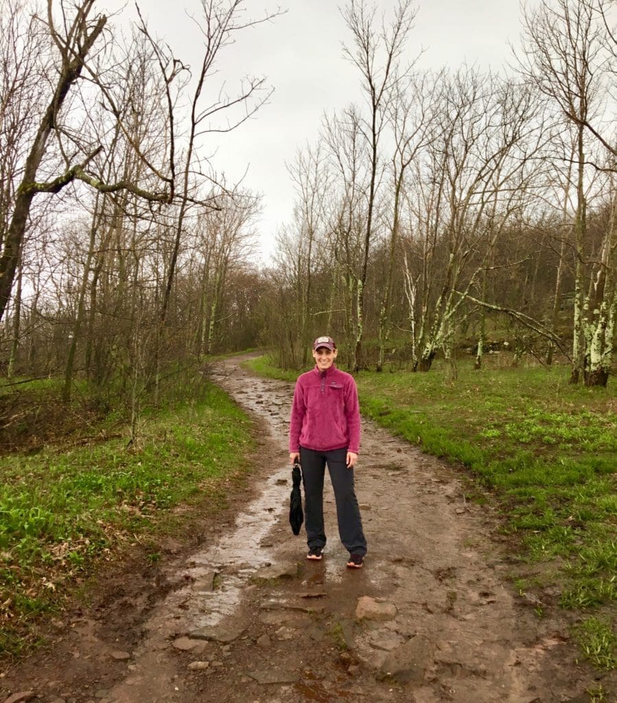 Merry Lerner hiking the Overlook Mountain Trail in the Catskill Mountains