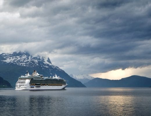 cruise ship sailing the inside passage in Alaska