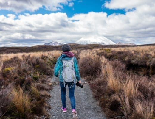 a woman hiking in New Zealand