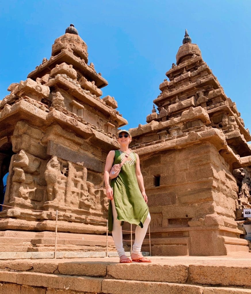 merry-posing-at-shore-temple-from-chennai-to-pondicherry-road-trip