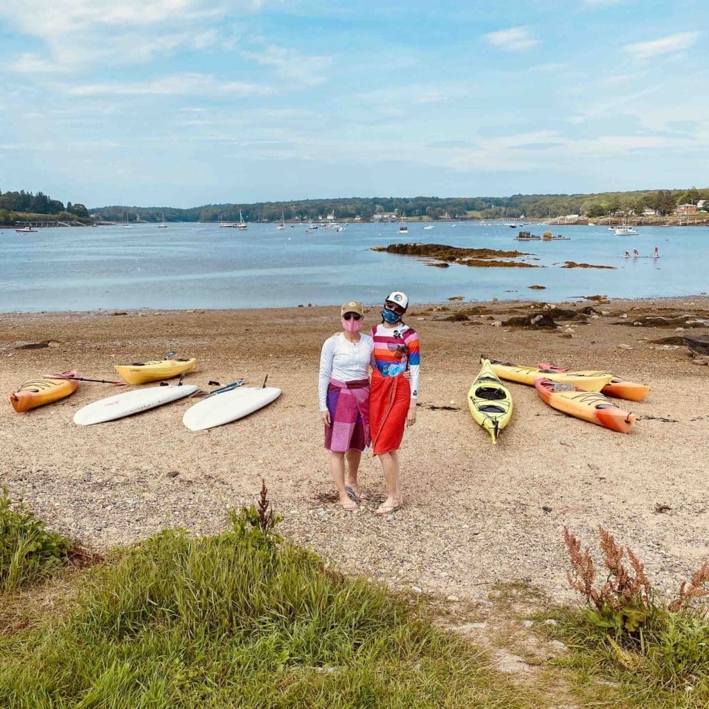 visiting-maine-during-covid-19-getting-ready-to-kayak-masks-on