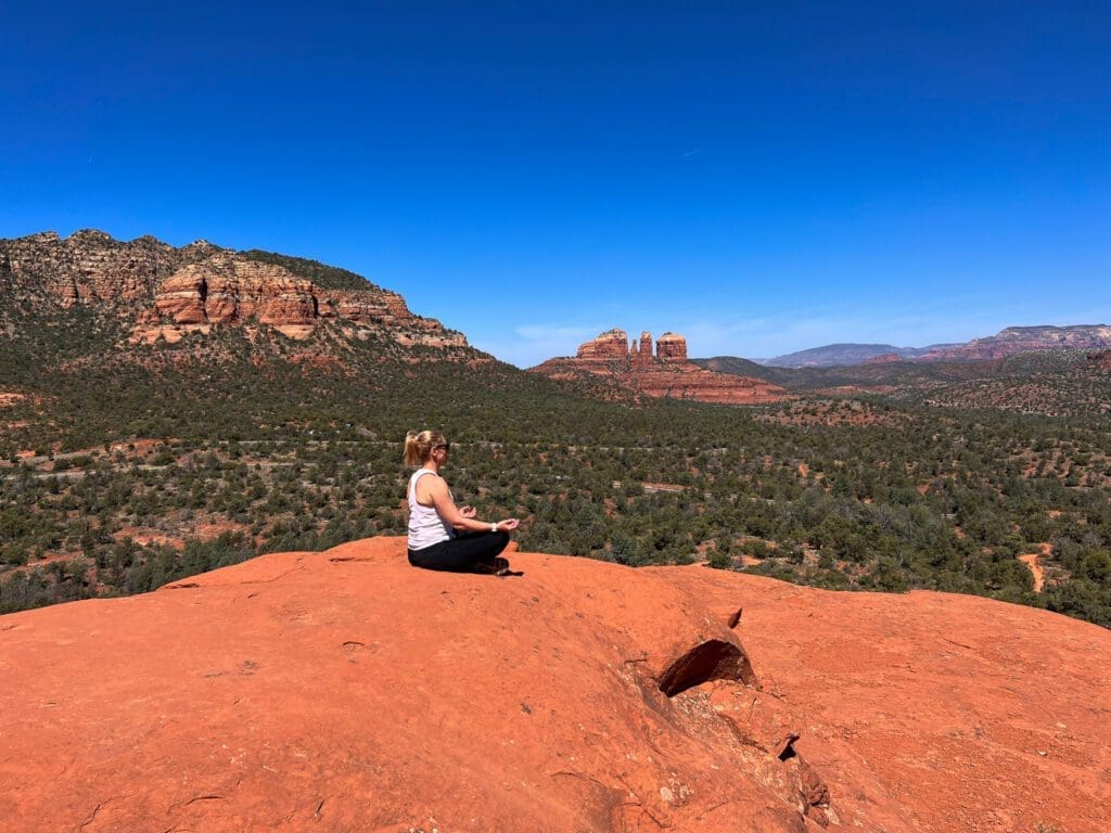 merry-sitting-bell-rock-mild-climate-sedona-arizona